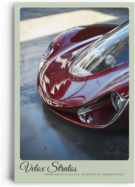 Paul Sinus Leinwandbild 40x60cm Velox Stratos Leinwandbild rotes Auto in glänzendem Finish futuristisches Design und aerodynamische Eleganz