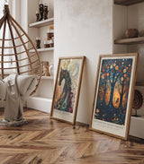 Paul Sinus Leinwandbild 40x60cm Verzauberter Nachtwald mystisch surreal farbenfroh kunstvolle Wandkunst magische Bäume traumhafte Atmosphäre