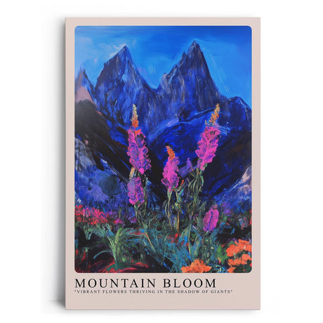 Paul Sinus Leinwandbild 80x120cm leuchtende Berglandschaft mit blühender Alpenflora, expressive Wandkunst mit kontrastreichen Farben