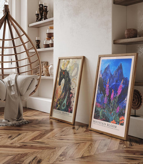 Paul Sinus Leinwandbild 80x120cm leuchtende Berglandschaft mit blühender Alpenflora, expressive Wandkunst mit kontrastreichen Farben
