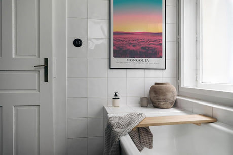 Paul Sinus Leinwandbild 80x120cm leuchtende Steppenlandschaft mit farbenprächtigem Himmel, faszinierende Wandkunst mit surrealem Farbverlauf