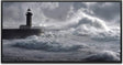 Leuchtturm in Portugal ca. 130x70cm Wandbild inklusive Schattenfugenrahmen schwarz - Panorama Leinwand Bild XXL Format Wandbilder Wohnzimmer Wohnung Deko Kunstdrucke