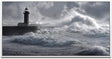 Leuchtturm in Portugal ca. 130x70cm Wandbild inklusive Schattenfugenrahmen weiss - Panorama Leinwand Bild XXL Format Wandbilder Wohnzimmer Wohnung Deko Kunstdrucke