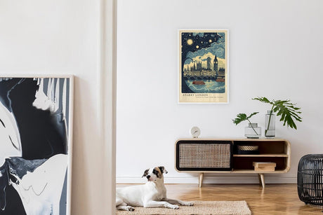 Paul Sinus Leinwandbild 40x60cm London Nachttraum Big Ben kunstvoll romantisch verträumt blau gold Lichter Stadt Zauber modern elegant