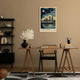 Paul Sinus Leinwandbild 40x60cm London Nachttraum Big Ben kunstvoll romantisch verträumt blau gold Lichter Stadt Zauber modern elegant