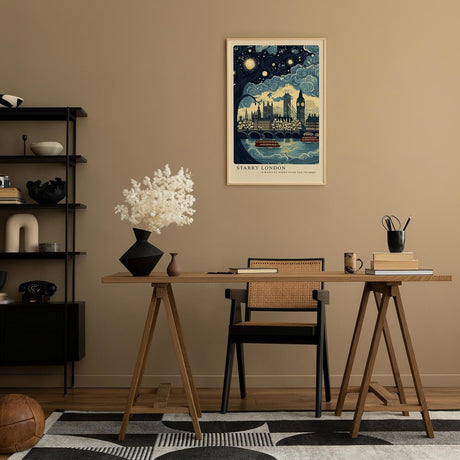 Paul Sinus Leinwandbild 40x60cm London Nachttraum Big Ben kunstvoll romantisch verträumt blau gold Lichter Stadt Zauber modern elegant