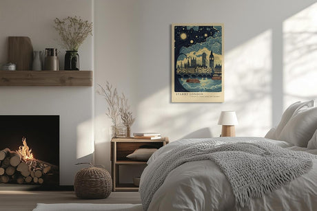 Paul Sinus Leinwandbild 40x60cm London Nachttraum Big Ben kunstvoll romantisch verträumt blau gold Lichter Stadt Zauber modern elegant