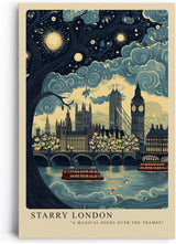 Paul Sinus Leinwandbild 40x60cm London Nachttraum Big Ben kunstvoll romantisch verträumt blau gold Lichter Stadt Zauber modern elegant
