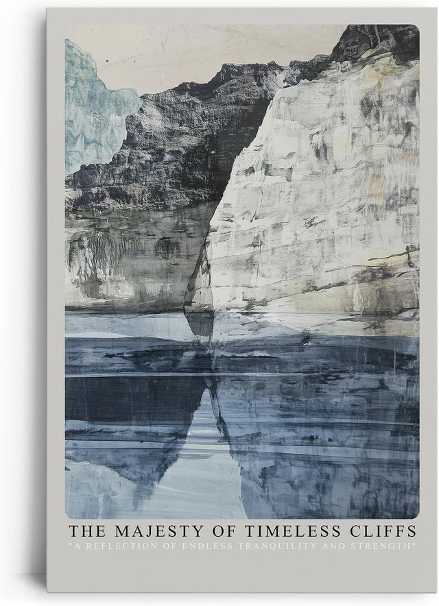 Paul Sinus Leinwandbild 80x120cm Majestätische Felsen – Monumentale Steilklippen mit ruhiger Spiegelung im Wasser und beeindruckender Naturdarstellung