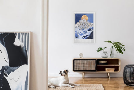 Paul Sinus Leinwandbild 60x90cm majestätische Mondschein-Berglandschaft mit texturreichen Strukturen – kunstvolles Leinwandbild für moderne Raumgestaltung