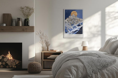 Paul Sinus Leinwandbild 60x90cm majestätische Mondschein-Berglandschaft mit texturreichen Strukturen – kunstvolles Leinwandbild für moderne Raumgestaltung