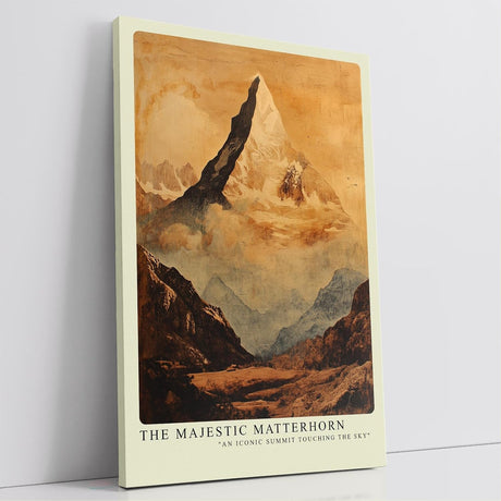Paul Sinus Leinwandbild 80x120cm Majestätisches Matterhorn – Ikonischer Berggipfel in warmen Erdtönen mit kunstvoller, nostalgischer Ästhetik