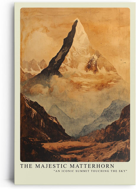 Paul Sinus Leinwandbild 80x120cm Majestätisches Matterhorn – Ikonischer Berggipfel in warmen Erdtönen mit kunstvoller, nostalgischer Ästhetik
