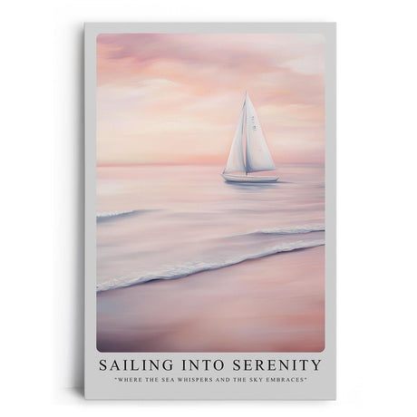 Paul Sinus Leinwandbild 60x90cm malerische Segelboot-Szene mit sanften Pastelltönen, beruhigende Wandkunst mit ruhiger Meereslandschaft