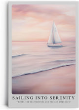 Paul Sinus Leinwandbild 60x90cm malerische Segelboot-Szene mit sanften Pastelltönen, beruhigende Wandkunst mit ruhiger Meereslandschaft