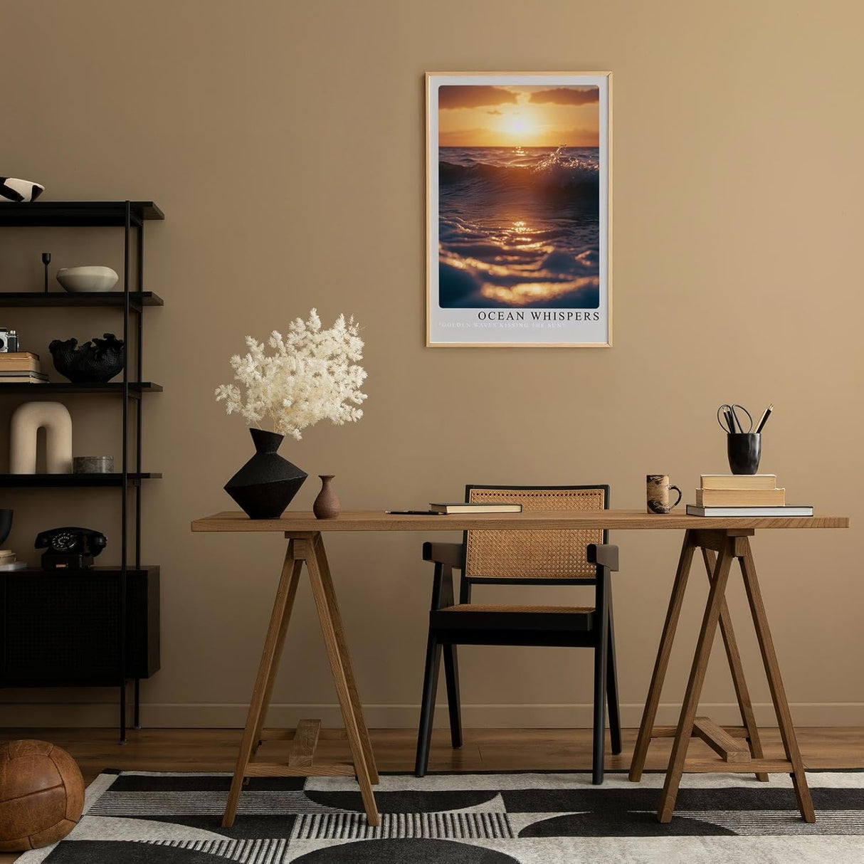 Paul Sinus Leinwandbild 80x120cm Meeresrauschen im Sonnenlicht – Faszinierende Wellen mit goldener Spiegelung und romantischer Abendstimmung
