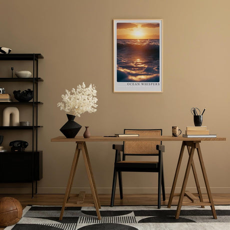 Paul Sinus Leinwandbild 80x120cm Meeresrauschen im Sonnenlicht – Faszinierende Wellen mit goldener Spiegelung und romantischer Abendstimmung