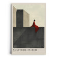 Paul Sinus Leinwandbild 40x60cm minimalistische Darstellung einer einsamen Figur in Rot auf Betonarchitektur, beeindruckende Wandkunst