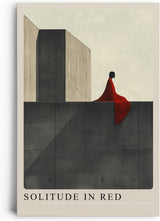 Paul Sinus Leinwandbild 40x60cm minimalistische Darstellung einer einsamen Figur in Rot auf Betonarchitektur, beeindruckende Wandkunst