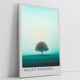 Paul Sinus Leinwandbild 40x60cm minimalistisches Landschaftsbild mit einsamem Baum im sanften Nebel, beruhigende Wandkunst
