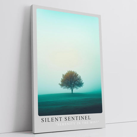 Paul Sinus Leinwandbild 40x60cm minimalistisches Landschaftsbild mit einsamem Baum im sanften Nebel, beruhigende Wandkunst