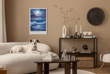 Paul Sinus Leinwandbild 80x120cm Mondflut – Mystisches Meeresmotiv mit leuchtendem Vollmond, sanften Wellen und atmosphärischer Lichtstimmung