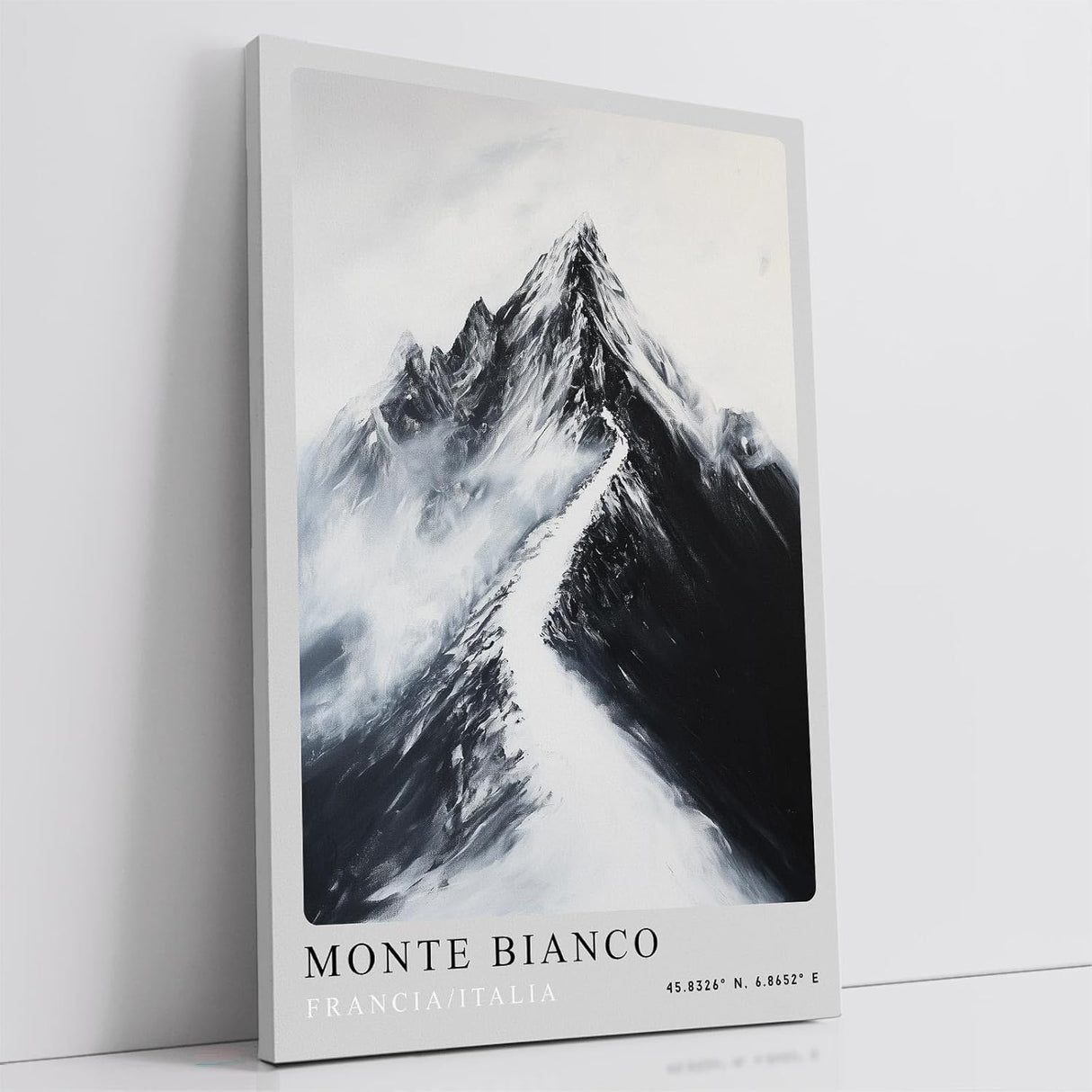 Paul Sinus Leinwandbild 60x90cm Monte Bianco – Majestätische Berglandschaft in monochromer Eleganz mit dramatischer Schneekulisse