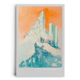 Paul Sinus Leinwandbild 40x60cm monumentaler Eisgipfel mit futuristischen Strukturen und warmem Licht – kunstvolles Leinwandbild für moderne Raumgestaltung
