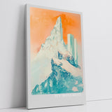 Paul Sinus Leinwandbild 40x60cm monumentaler Eisgipfel mit futuristischen Strukturen und warmem Licht – kunstvolles Leinwandbild für moderne Raumgestaltung