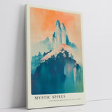 Paul Sinus Leinwandbild 80x120cm mystische Bergspitzen in sanften Farben mit verträumter Lichtstimmung – kunstvolles Leinwandbild