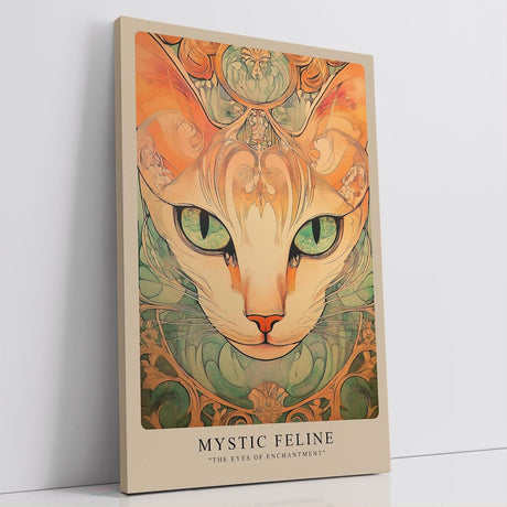 Paul Sinus Leinwandbild 80x120cm Mystische Katze kunstvoll surreal faszinierend hypnotisch elegantes Design stilvolle Wandkunst harmonische Farben
