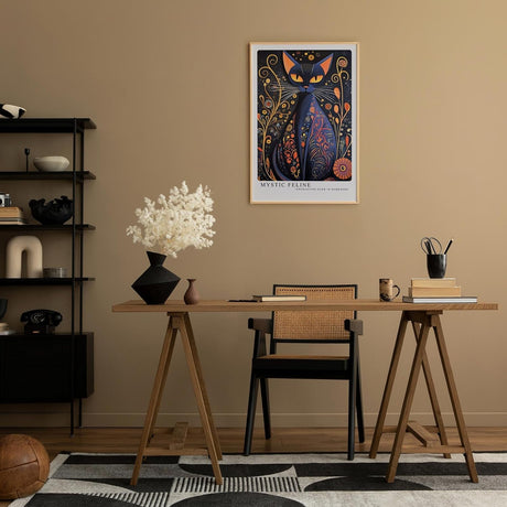 Paul Sinus Leinwandbild 80x120cm mystische Katze mit ornamentalen Mustern in leuchtenden Farben – kunstvolles Leinwandbild für moderne Raumgestaltung