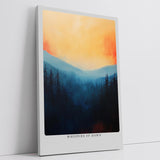 Paul Sinus Leinwandbild 80x120cm Mystischer Morgengrauen – Traumhafte Berglandschaft in sanften Farben mit nebelverhangenen Tälern