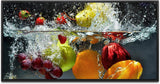 Obst und Gemüse in Wasser ca. 130x70cm Wandbild inklusive Schattenfugenrahmen schwarz - Panorama Leinwand Bild XXL Format Wandbilder Wohnzimmer Wohnung Deko Kunstdrucke