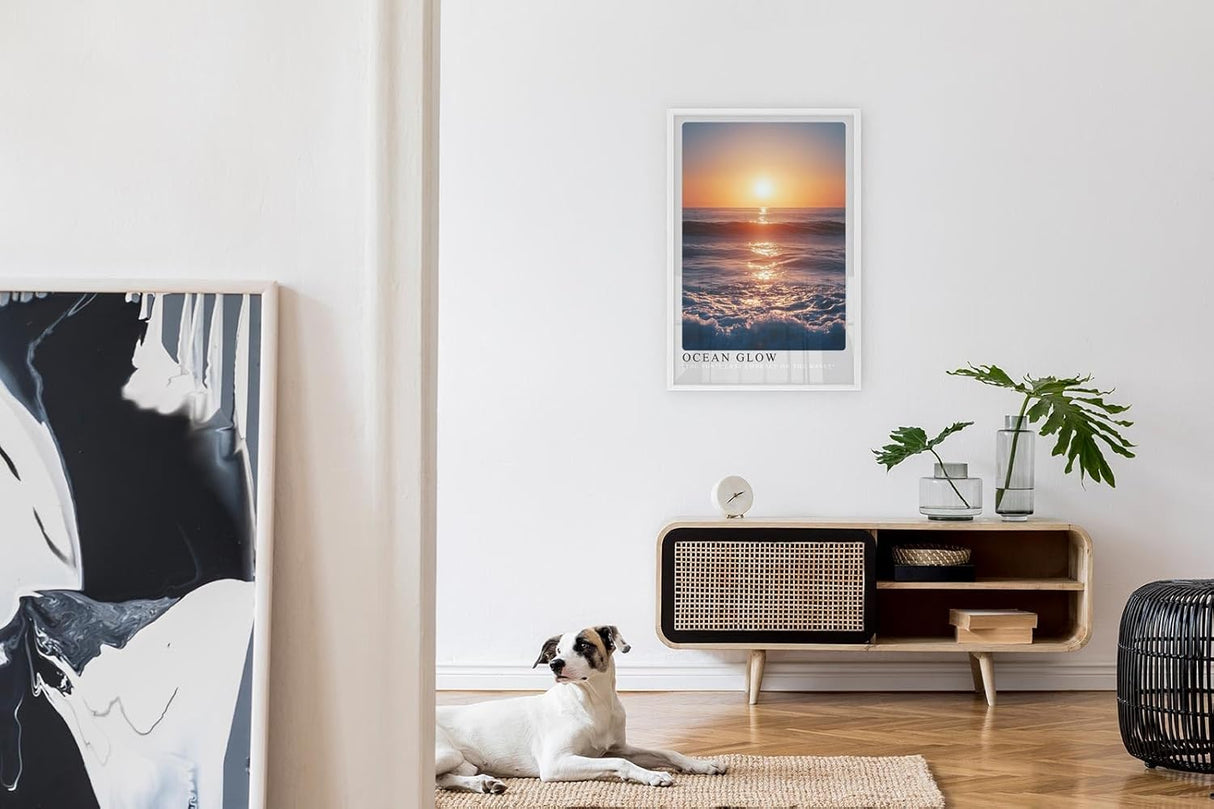 Paul Sinus Leinwandbild 40x60cm Ozeanglanz im Abendlicht – Faszinierende Meereswellen mit goldenem Sonnenuntergang und sanfter Reflexion