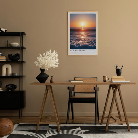 Paul Sinus Leinwandbild 40x60cm Ozeanglanz im Abendlicht – Faszinierende Meereswellen mit goldenem Sonnenuntergang und sanfter Reflexion