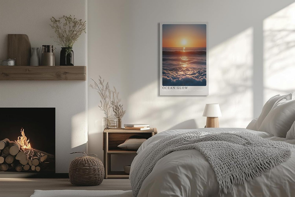 Paul Sinus Leinwandbild 40x60cm Ozeanglanz im Abendlicht – Faszinierende Meereswellen mit goldenem Sonnenuntergang und sanfter Reflexion