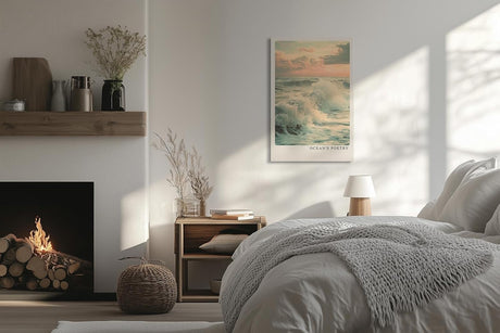 Paul Sinus Leinwandbild 80x120cm Ozeanpoesie – Sanfte Meereswellen in warmem Licht mit poetischer Wolkenstimmung und beruhigender Farbgebung
