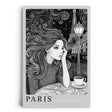 Paul Sinus Leinwandbild 40x60cm Paris Midnight Rendezvous Leinwandbild stilvolle Schwarz-Weiß-Kunst mit nachdenklicher Frau und Eiffelturm