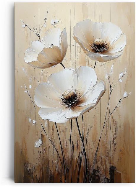 Paul Sinus 60x90cm Wandbild Anemonen in Beige Braun – Eindrucksvolle Wandpoesie mit stilvoller Blume