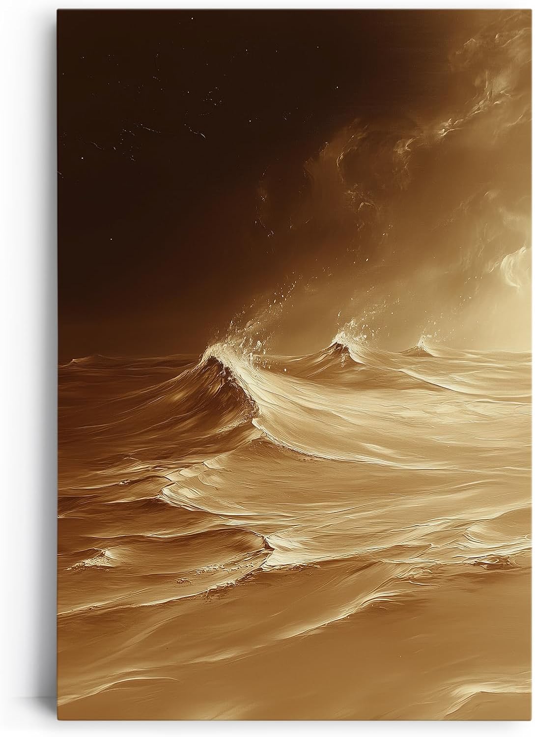 Paul Sinus 60x90cm Wandbild, Atemberaubende Energie in Fokuswellen – Naturgewalt in goldbrauner Ästhetik