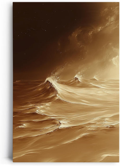 Paul Sinus 60x90cm Wandbild, Atemberaubende Energie in Fokuswellen – Naturgewalt in goldbrauner Ästhetik