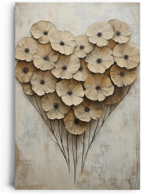 Paul Sinus 60x90cm Wandbild Blumenherz in Beige – Ausdrucksvolle Blütenkomposition mit emotionaler Blume