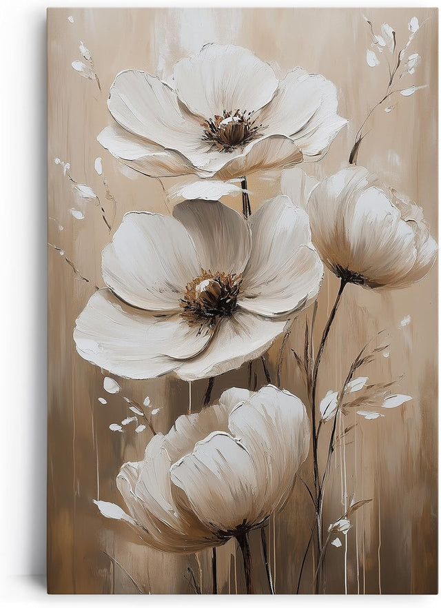 Paul Sinus 60x90cm Wandbild Blütenpracht in Beige – Florale Meisterkunst mit ausdrucksstarker Blume