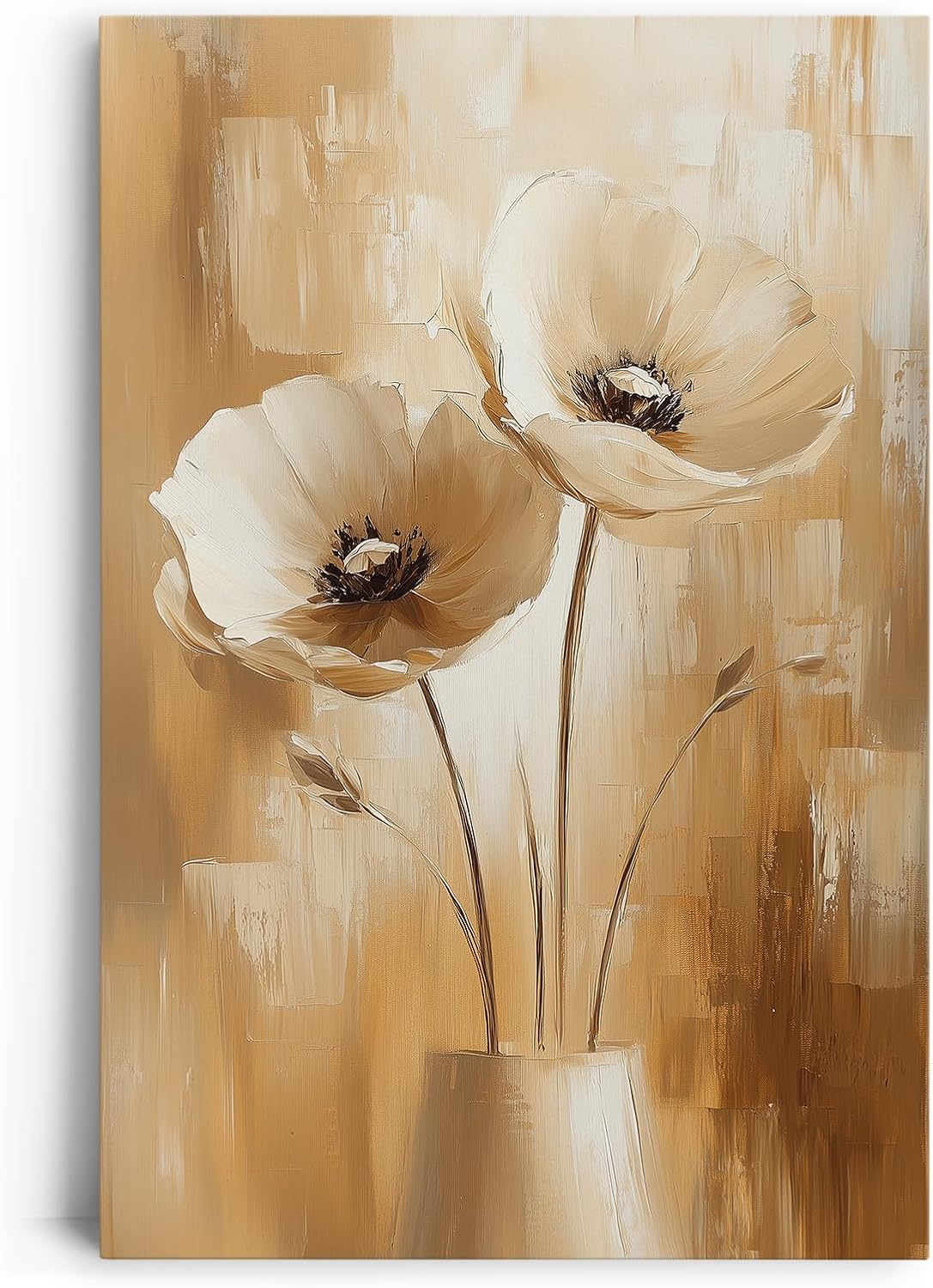 Paul Sinus 60x90cm Wandbild Blütenträume in Beige – Ausdrucksstarke Mohnblumen als stilvolles Highlight für elegante Wohnräume