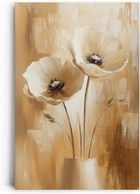 Paul Sinus 60x90cm Wandbild Blütenträume in Beige – Ausdrucksstarke Mohnblumen als stilvolles Highlight für elegante Wohnräume