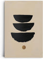 Paul Sinus 60x90cm Wandbild, Edle Harmonie in Fokusbalance – schwarze Schalen und goldener Kreis im Gleichgewicht