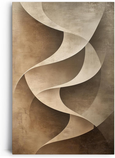 Paul Sinus 60x90cm Wandbild, Eindrucksvolle Eleganz in Spirale – Abstrakte Kunst in Braun und Creme