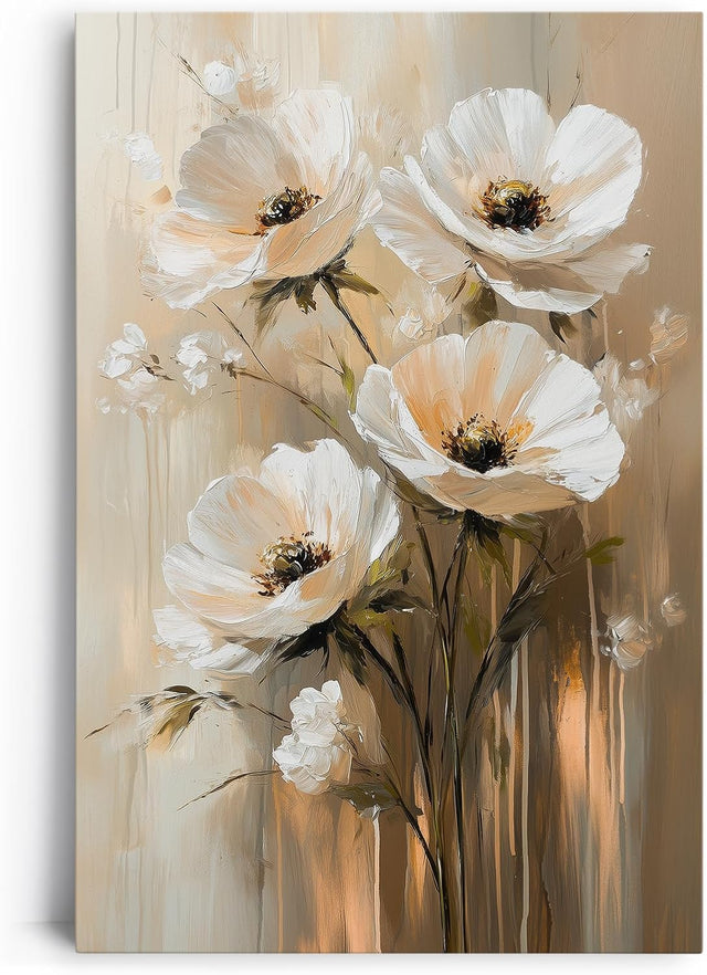 Paul Sinus 60x90cm Wandbild Elegante Blüten in Beige – Zeitlose Blumenkomposition mit stilvoller Blume
