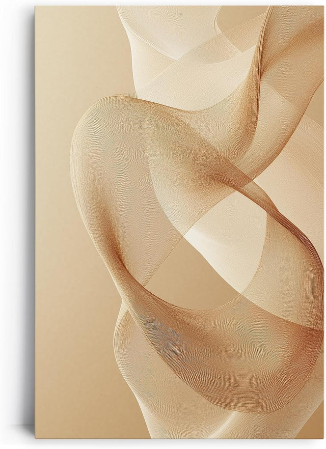 Paul Sinus 60x90cm Wandbild, Faszinierende Leichtigkeit in Fokuswellen – abstrakte Eleganz in warmen Beigetönen